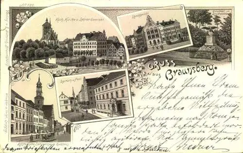 Gruss aus "BRAUNSBERG", , Lithographie. gelaufen 1897