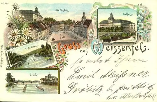 Gruss aus "WEISSENFELS",Lithografie,  gelaufen 1897