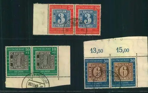 1949, "100 Jahre deutsche Briefmarken" im gebrauchten Randpaar