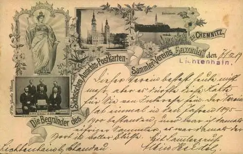 1916, Karte zur Gründung des Sammlervereins "SAXONIA" in CHEMNITZ