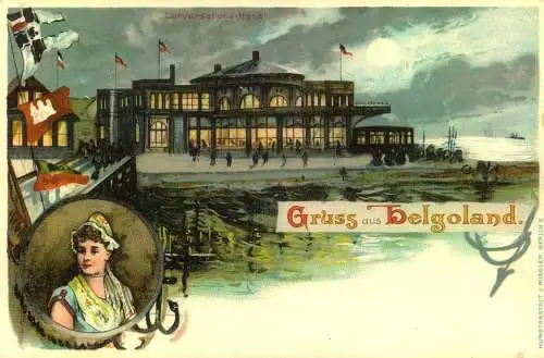 "Gruss aus "HELGOLAND"; Lithographie, sauber ungebraucht, ca. 1897