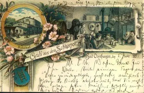 "Gruss aus " BAD OEYNHAUSEN "  Lithographie, gelaufen 1893