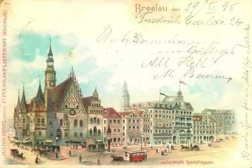 Gruss aus "BRESLAU", , Lithographie. gelaufen 1897