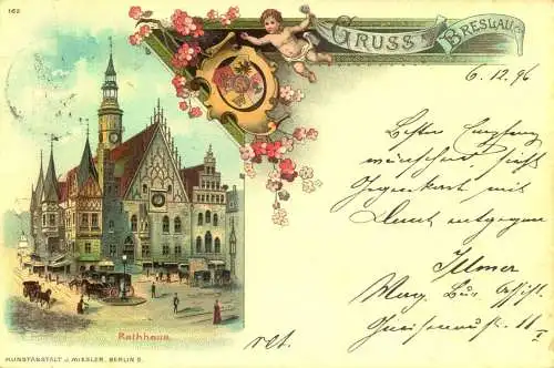 Gruss aus "BRESLAU", , Lithographie. gelaufen 1897