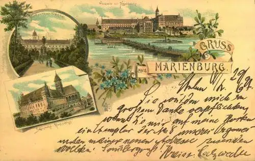 Gruss aus "MARIENBURG", , Lithographie. gelaufen 1897