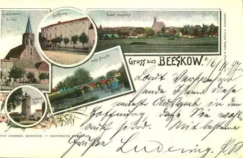 Gruss aus " BEESKOW ", gelaufen 1897