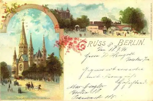 "Gruss aus " BERLIN "  gelaufen 1897