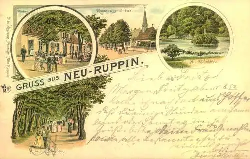 "Gruss aus " NEU-RUPPIN "  gelaufen 1897