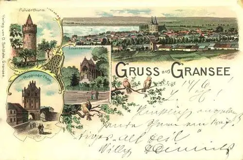 "Gruss aus " GRANSEE "  gelaufen 1897