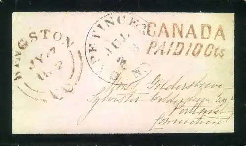 "CANADA PAID 10 CENT" red  2 Line cancellatuin on small  mouning envelope from Kingston