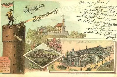 Gruss aus "RAVENSBURG"  Lithographie, gelaufen 1897