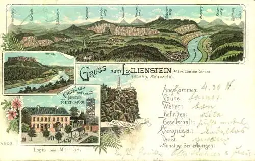 Gruss aus "LILIENSTEIN"  Lithographie, gelaufen 1897