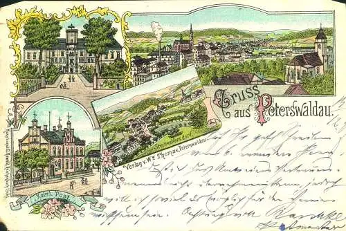 Gruss aus "dem Eulengebirge", Lithographie, gelaufen 1897