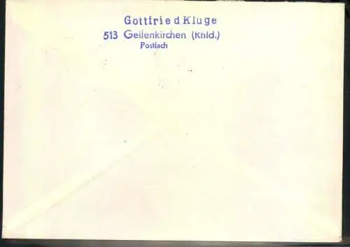 1970, Postkriegsbrief mit Aufkleber vom PA Hannover