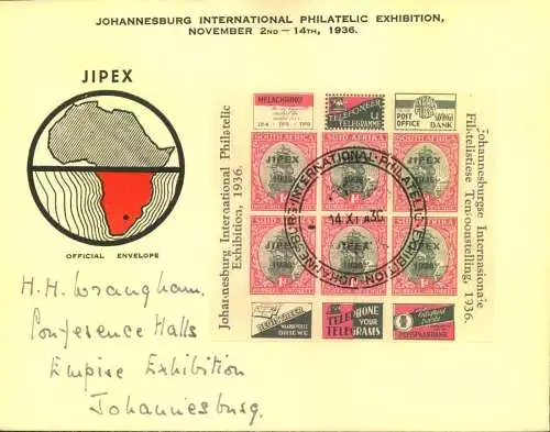 1936, special cover for "International Philatelic Exhibition" in Johannisburg