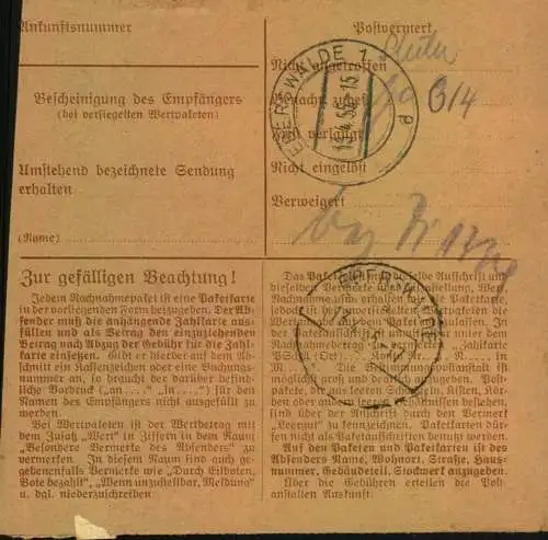 1966, Paketkarte von Lethstadt Eisleben