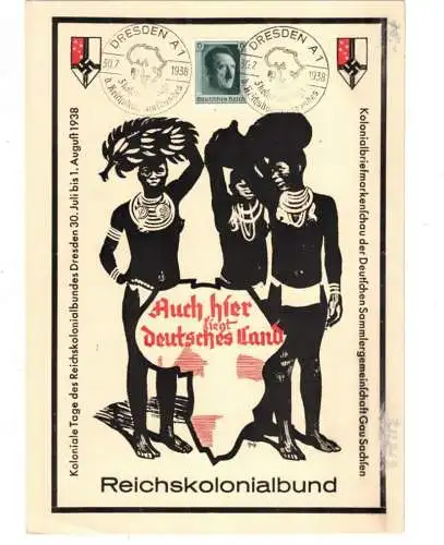 1938,, seltenes Sinderblatt zu "3. Kolonialtagen des Reichskolonialbandes