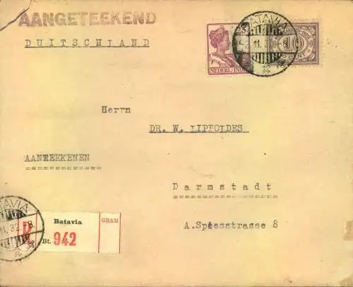 1932, registered letter from BATAVIA