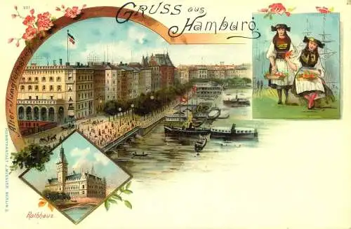 Gruss aus "HAMBURG“ , Lithographie. ungelaufen  cca,1897