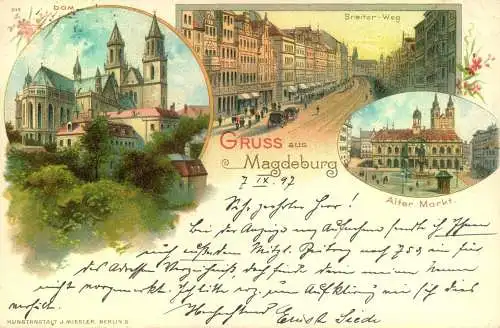 Gruss aus "MAGDEBURG", Lithographie. gelaufen 1897