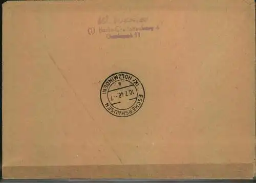 1948, R-Brief mit 24 und 84 Pf. Bezirkshandstempel "Berlin 8" ab "BERLIN SCHÖNEBERG