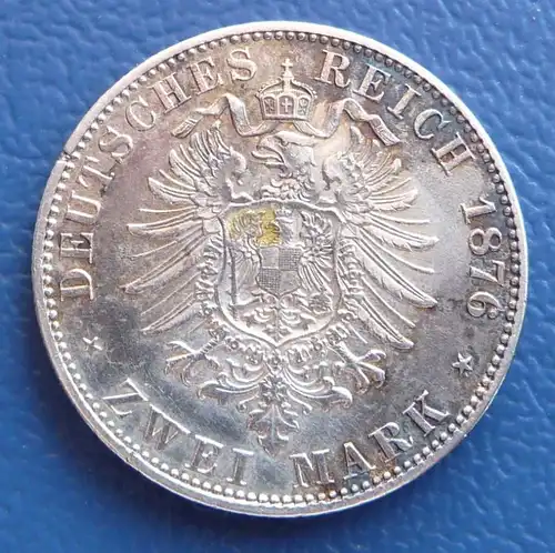2 Mark 1876 A Silber Kaiserreich Preußen Wilhelm I. J. 96 vz +