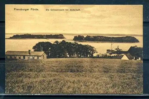K10534)Ansichtskarte: Flensburg, Förde / Ochseninseln