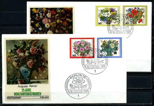 W563)Bln FDC 473/6, 2 Briefe, Blumen unt. Schmuckbilder