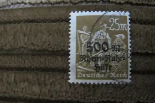 Briefmarke Deutsches Reich 1923 Rhein- u.Ruhrhilfe auf Serienmarke: 500 M a.25 M.gestempelt