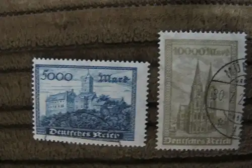 Briefmarken Deutsches Reich 1923: Freimarken Wartburg / Kölner Dom - gestempelt