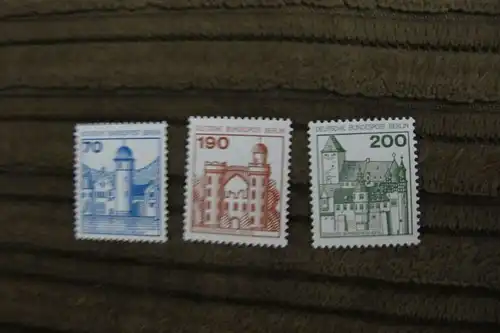 Briefmarken Berlin 1977 - Serie Burgen u. Schlösser I - 70, 190 + 200 Pf. pfr.