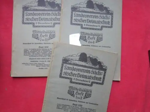 Mitteilungen des Landesvereins Sächsischer Heimatschutz Dresden 1932 - Mitteilungen Heft 1 - 12 in drei Heften. - Monatsschrift für Heimatschutz, Volkskunde und Denkmalpflege. 
