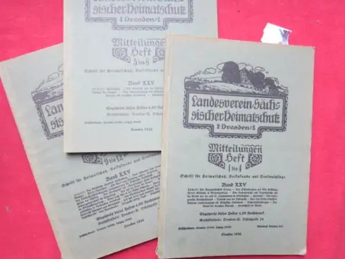 Mitteilungen des Landesvereins Sächsischer Heimatschutz Dresden 1936 - Mitteilungen Heft 1 - 12 in drei Heften. - Monatsschrift für Heimatschutz, Volkskunde und Denkmalpflege. 