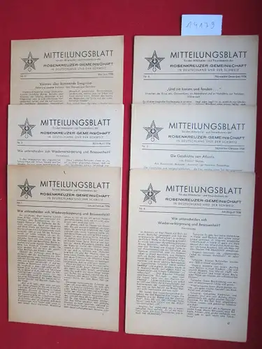 Rosenkreuzer-Gemeinschaft [Hrsg.] und Hugo Petzold: Mitteilungsblatt : Konvolut aus 6 Heften Nr. 1-6/1956 (Jan. - Dez.). für den Mitarbeiter- und Freundeskreis der Rosenkreuzer-Gemeinschaft in Deutschland und der Schweiz. 