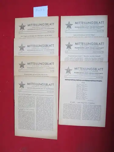Rosenkreuzer-Gemeinschaft [Hrsg.] und Hugo Petzold: Mitteilungsblatt : Konvolut aus 7 Heften Nr. 1-10/1954 (Jan. - Dez.). für den Mitarbeiter- und Freundeskreis der Rosenkreuzer-Gemeinschaft in Deutschland und der Schweiz. 