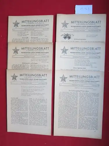 Rosenkreuzer-Gemeinschaft [Hrsg.] und Georg Vollmer: Mitteilungsblatt : Konvolut aus 6 Heften Nr. 1-6/1959 (Jan. - Dez.). für den Mitarbeiter- und Freundeskreis der Rosenkreuzer-Gemeinschaft in Deutschland und der Schweiz. 