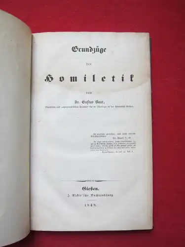 Baur, Gustav: Grundzüge der Homiletik. 