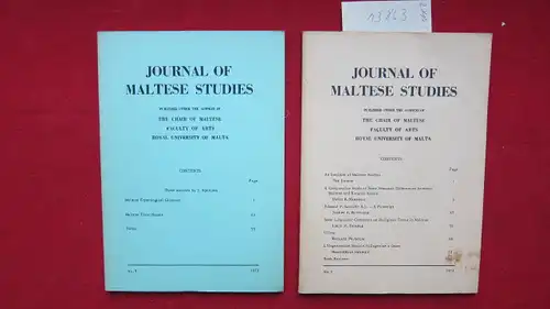 Aquilina, Joseph [Ed.]: Journal of Maltese Studies - No. 8 + 9. Published under the auspices of The Chair of Maltese, Faculty of arts, Royal Universety of Malta. 