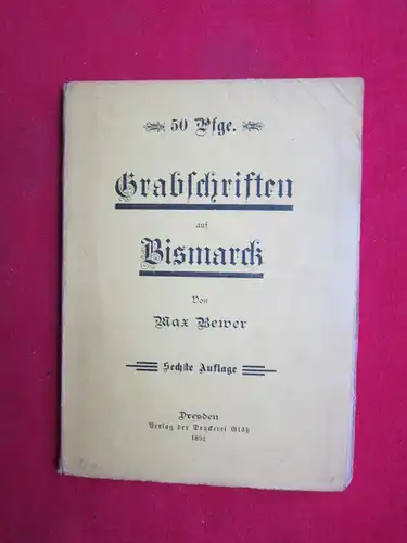 Brewer, Max: Grabschriften auf Bismarck. 