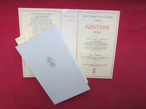 Fontane, Theodor: Gedichte, Romane, Erzählungen. Die Tempel-Klassiker.  Herausgegeben von Hannsludwig Geiger. Werke - Erster Band. 