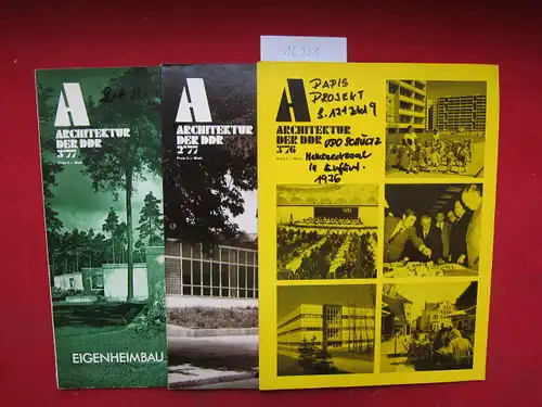 Konvolut aus 3 Heften: Architektur der DDR Hefte 3/76, 2/77 und 3/77. EUR