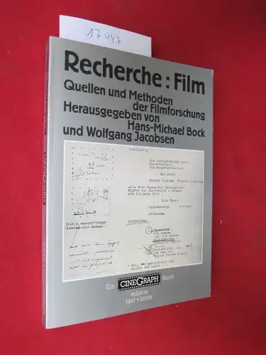 Recherche: Film : Quellen und Methoden der Filmforschung. hrsg. von Hans-Michael Bock und Wolfgang Jacobsen EUR