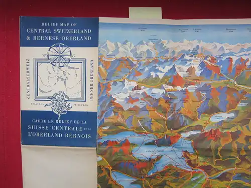 Reliefkarte Zentralschweiz und Berner Oberland. Relief map of Central Switzerland and Bernese Oberland. Carte en relief de la Suisse Centrale et de L`Oberland Bernois. 