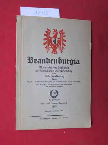 Solger, Friedrich, Wilhelm Ratthen  Gesellschaft für Heimatkunde und Heimatschutz u. a: Brandenburgia : Monatsblatt [...] in der Mark Brandenburg. 