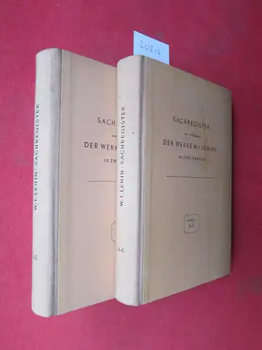 Institut f. Gesellschaftswiss. [Hrsg.] und Wladimir Iljitsch Lenin: Sachregister zur 4. Auflage der Werke W. I. Lenins in 2 Bänden A-K, L-Z, (komplett). Als Manuskript gedruckt. Hrsg. v. Inst. f. Gesellschaftswiss. b. ZK d. SED. 