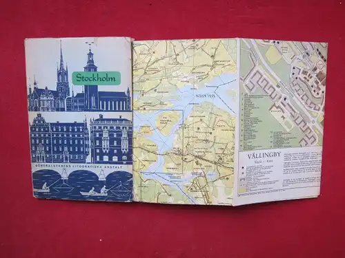 Karta över Stockholm med Förorter. Map of - Plan von Stockholm. 