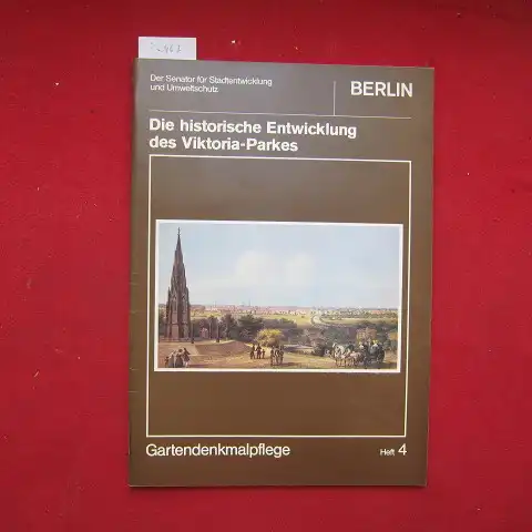 Stürmer, Rainer: Die historische Entwicklung des Viktoria-Parkes von der ersten Planung Hermann Mächtigs 1879 - 80 bis zur Eintragung in das Baudenkmalbuch 1980. Der Senator für Stadtentwicklung u. Umweltschutz, Berlin. Gartendenkmalpflege, H. 4. 