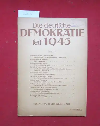 Peuler, Wilhelm [Hrsg.], Heinz Reuter Justin Hamm u. a: Die deutsche Demokratie seit 1945. 