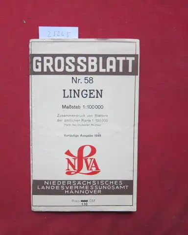 Niedersächs. Landesvermessungsamt: Grossblatt Nr. 58 Lingen. [Landkarte]. 