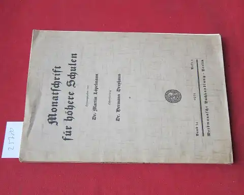 Löpelmann, Martin (Hrsg.) und Hermann Dreyhaus: Monatsschrift für höhere Schulen. Heft 2 / 1935. Schwerpunkt: Die Berufsbildung der Philologen als Frage der Nation. 